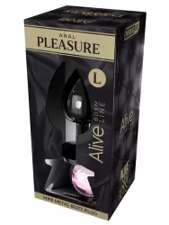 Металлическая анальная пробка Alive Mini Metal Butt, розовый кристалл, 9 см, диаметр 4,1 см, серебристый