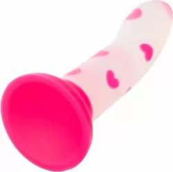 Светящийся фаллоимитатор California Exotic Novelties Glow Stick Heart, 15,2 см, силикон, белый с розовым