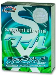 Ультратонкие презервативы Sagami Xtreme Mint, латексные, с ароматом мяты, 3 шт