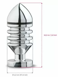 Анальный стимулятор Mystim Hector Helix S, для подключения к источнику электроимпульсов, 10 см, серебристый