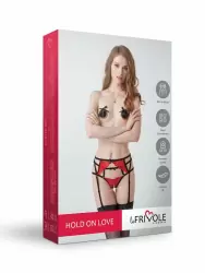 Интигующий пояс для чулок с красным кружевом (Hold on love)S/M