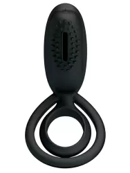 Эрекционное виброкольцо ESTHERЮ с клиторальной щеточкой, с подхватом мошонки, 10 см, черный