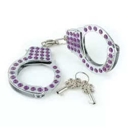 Наручники Fancy Cuffs металлические с фиолетовыми вставками