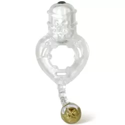 Виброкольцо Screaming O - Bong O с золотистым шариком – прозрачный