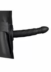 Страпон (фаллопротез) со спиралевидной фактурой без мошонки, черный - 8'' / 20 см
