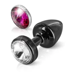 Красивая анальная пробка Anni Magnet T1 с двумя заменяемыми кристаллами на магните – черный