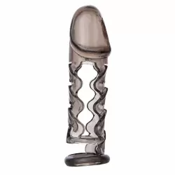 Увеличивающая насадка на пенис TOYFA XLover с подхватом мошонки – серый