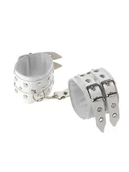 Кожаные наручники Sitabella с двойной застежкой – белый