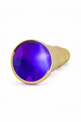Золотая анальная пробка с сапфировым кристаллом Gold Plug - Purple Sapphire  17,6 см.