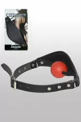 Экстравагантный кожаный кляп Sitabella Chrome Collection – черный с серебристым