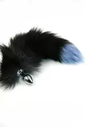 Маленькая алюминиевая анальная пробка Kanikule Small с хвостом из натурального меха – серебристый