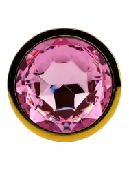 Маленькая алюминиевая анальная пробка Kanikule Small с кристаллом – золотистый со светло-розовым