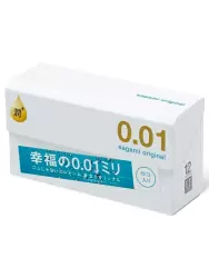 Ультратонкие презервативы Sagami Original 001 Extra Lub, полиуретановые, с увеличенным количеством смазки, 12 шт