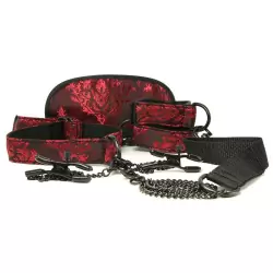 Набор для эротических игр Scandal Submissive Kit: ошейник с зажимами, наручники и маска