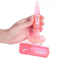 Анальная пробка Clear Butt Plug Small с вибрацией – розовая