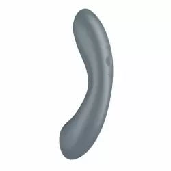 Изогнутый вибратор Satisfyer Curvy Trinity 1, с двумя моторами, 17,4 см, серо-голубой