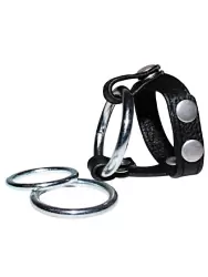 Подхват на мошонку Leder-Riemen, с 3мя съемными эрекционными кольцами, металл и кожа