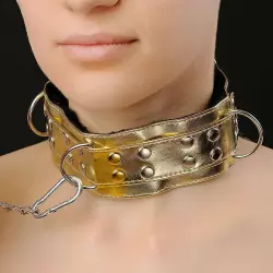 Ошейник на поводке Sitabella с мехом – золотистый