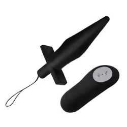 Многофункциональная анальная пробка Baile Butt Plug с вибрацией и беспроводным пультом управления – черный