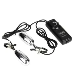 Виброзажимы на соски с пультом управления Flirt – серебристый