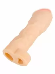 Реалистичная закрытая насадка на пенис T&ampB Extension, 17 см, с подхватом мошонки, ТПЕ, телесный