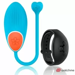 Ребристое виброяйцо Dream Love WEARWATCH EGG WIRELESS TECHNOLOGY WATCHME BLUE / JET BLACK, с пультом Д/У, 8,5 см, 7 режимов, силикон