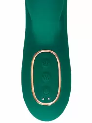 Вибратор-кролик Shots Toys Thrusting and Warming Rabbit Vibrator , 15 режимов, с функцией «поступательное движение», зелёный