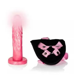 Реалистичный страпон Shane's World Pink Harness with Stud - 19 см.