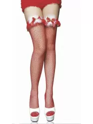Чулки Снегурочки в сеточку (Temptlife) – красный