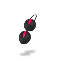 Вагинальные шарики Smartballs Duo с шариком внутри - черный с малиновым