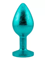 Голубая алюминиевая анальная пробка с кристаллом Medium