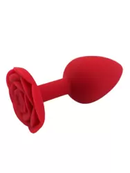 Анальная пробка Kanikule, с ограничителем в форме розочки, размер S, красная