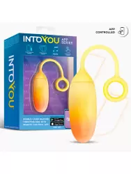 Интерактивное виброяйцо LoveCherry Double Layer Egg, 7 см, управление через приложение, силикон, желтый с оранжевым