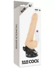 Реалистичный вибратор Dream Love BASECOCK REALISTIC VIBRATOR REMOTE CONTROL NATURAL, с мошонкой, с пультом Д/У, 19,5 см, ТПР, светлый телесный