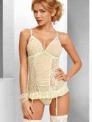 Нежный светло-желтый корсаж Avanua Tessie с трусиками – S/M