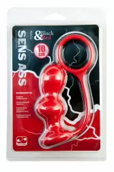 Анальная втулка 10 см с эрекционным кольцом TOYFA Black&Red – красный 