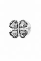 Серебряная анальная пробка с бриллиантовыми кристаллами в форме цветка -3,1 см.