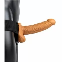 Мощный вибрострапон-фаллопротез Shots toys, с проводным пультом, 23 см, ПВХ , телесный