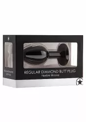 Анальная пробка с кристаллом Regular Diamond Butt Plug (Medium)-Черная