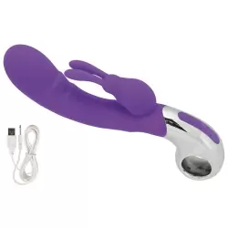 Перезаряжаемый вибромассажер Хай-Тек Embrace Bunny Wand – фиолетовый