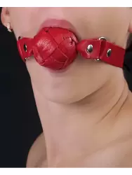 Кожаный кляп Sitabella плетеный – красный