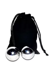 Набор Kanikule Geisha: вагинальные шарики Ben-wa и сужающий лубрикант - серебристый