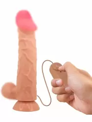 Реалистичный фаллоимитатор Baile Sliding Skin, 24 см, 3 скорости, с подвижной кожей, ТПР, телесный