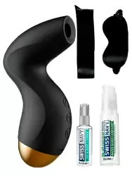 Подарочный набор Svakom Pulse Box: стимулятор Pulse Pure, лубрикант и клинер Swiss Navy, маска на глаза и лента для связывания