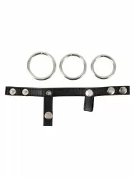 Подхват на мошонку Leder-Riemen, с 3мя съемными эрекционными кольцами, металл и кожа