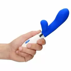 Изогнутый вибратор-кролик Achilles, 21 см, 10 режимов, королевский синий
