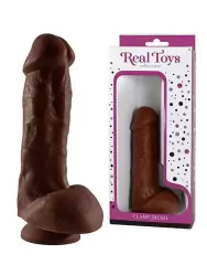 Реалистичный фаллоимитатор с мошонкой Real Toys №38 на присоске – мулат