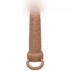 Реалистичная вибронасадка Performance Maxx Rechargeable Dual Penetrator, для двойного проникновения, 14 см, 10 режимов, телесный