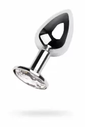 Маленькая металлическая анальная пробка TOYFA с кристаллом цвета алмаза - серебристый с белым