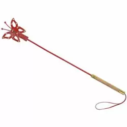 Стек с фигурным окончаниям в виде бабочки из лаковой кожи, цвет красный